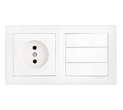 Блок СП (розетка без заземл. + 3-кл. выкл.) бел. Bylectrica 3В-РЦ-689