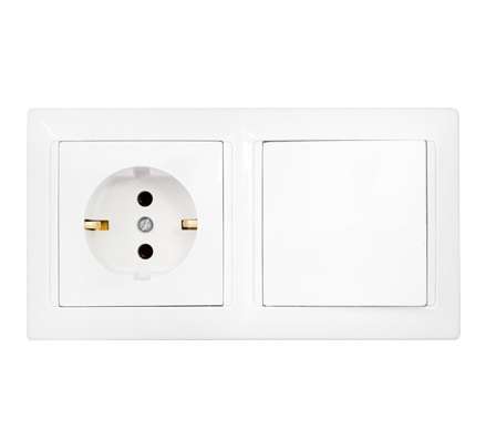 Блок СП (розетка с заземл. + 1-кл. выкл.) бел. Bylectrica В-РЦ-691