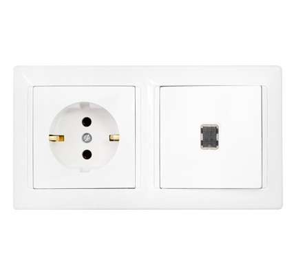 Блок СП (розетка с заземл. + 1-кл. выкл. с подсветкой) бел. Bylectrica В-РЦ-701