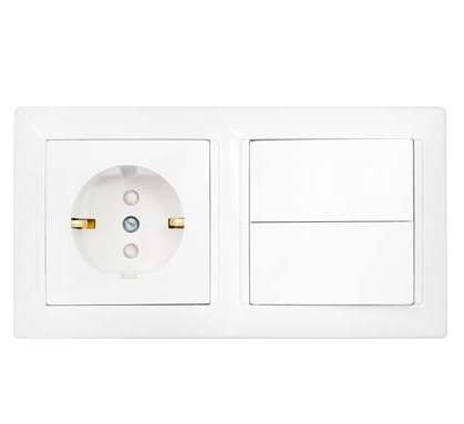 Блок СП (розетка с заземл. защ. шторки + 2-кл. выкл.) бел. Bylectrica 2В-РЦ-715
