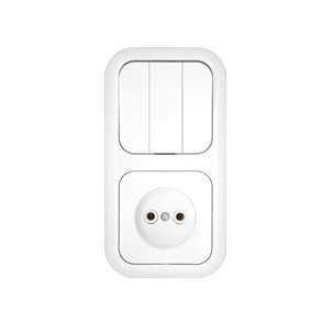 Блок СП (розетка без заземл. + 3-кл. выкл.) бел. Bylectrica 3В-РЦ-661