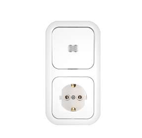 Блок СП (розетка с заземл. + 1-кл. выкл. с подсветкой) бел. Bylectrica В-РЦ-673