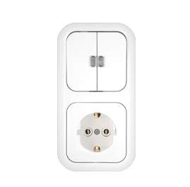 Блок СП (розетка с заземл. + 2-кл. выкл. с подсветкой) бел. Bylectrica 2В-РЦ-675