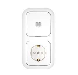 Блок СП (розетка с заземл. + 1-кл. выкл. с подсветкой) бел. Bylectrica В-РЦ-681