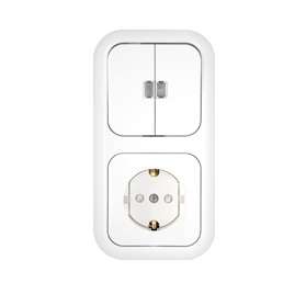 Блок СП (розетка с заземл. + 2-кл. выкл. с подсветкой) бел. Bylectrica 2В-РЦ-683