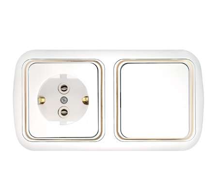 Блок СП (розетка с заземл. + 1-кл. выкл.) бел. Bylectrica В-РЦ-495