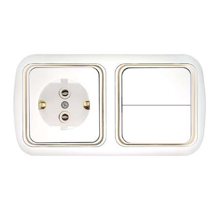 Блок СП (розетка с заземл. + 2-кл. выкл.) бел. Bylectrica 2В-РЦ-497