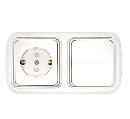 Блок СП (розетка с заземл. + 2-кл. выкл.) бел. Bylectrica 2В-РЦ-559