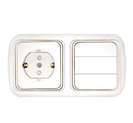 Блок СП (розетка с заземл. + 3-кл. выкл.) бел. Bylectrica 3В-РЦ-561