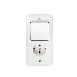 Блок СП (розетка с заземл. + 1-кл. выкл.) бел. Bylectrica В-РЦ-647