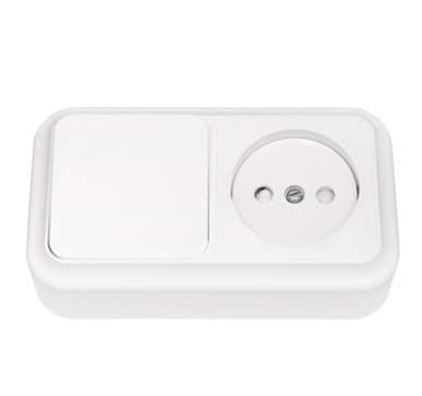 Блок ОП (розетка без заземл. защ. шторки + 1-кл. выкл.) бел. Bylectrica В-РЦ-571