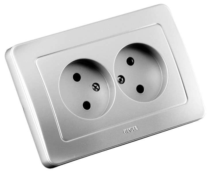 Розетка 2-м СП Мастер 16А IP20 250В серебр. HEGEL РС16-341-06