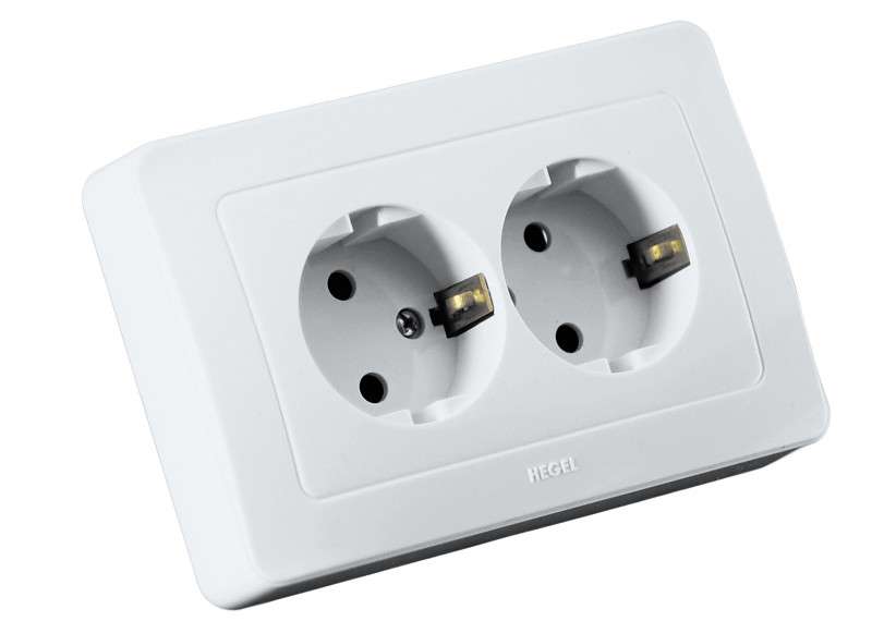 Розетка 2-м СП Мастер 16А IP20 250В с заземл. бел. HEGEL РС16-351