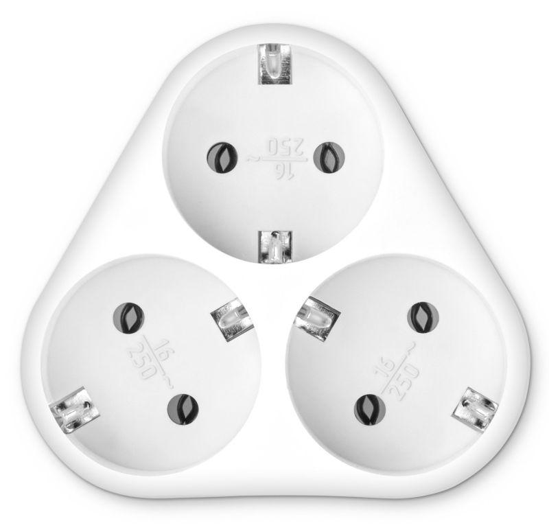 Разветвитель 3-м с заземл. 16А IP20 BU-PS3VG-W треугольник бел. BURO 352737