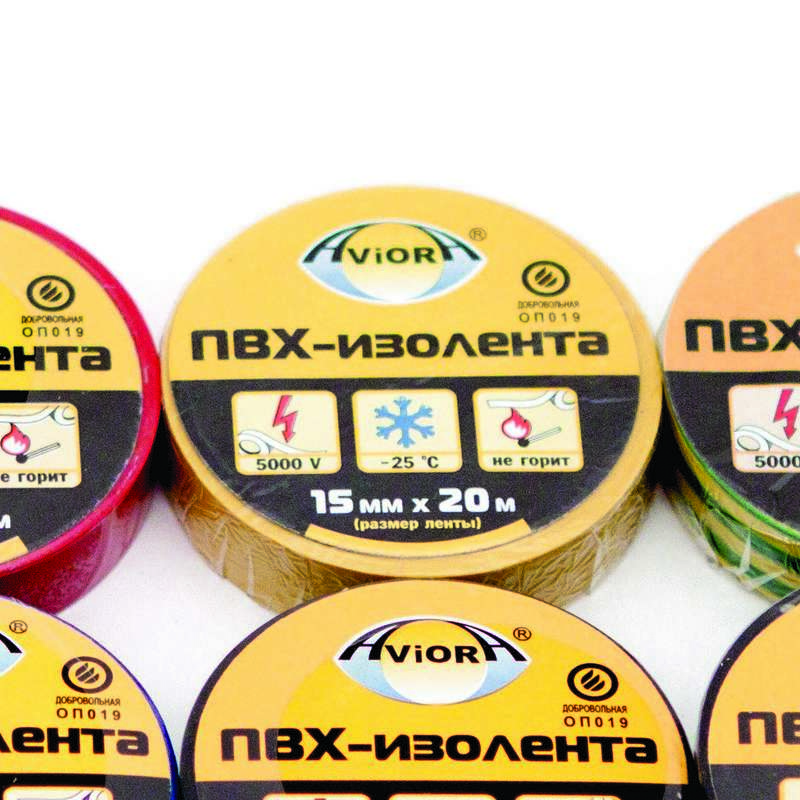 Изолента ПВХ 15мм (рул.20м) желт. AVIORA 305-017