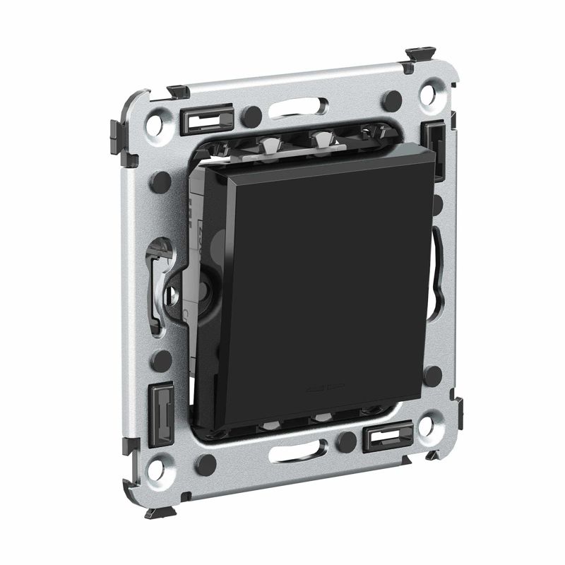 Выключатель 1-кл. 2мод. СП Avanti "Черный квадрат" 16А IP20 черн. DKC 4402103