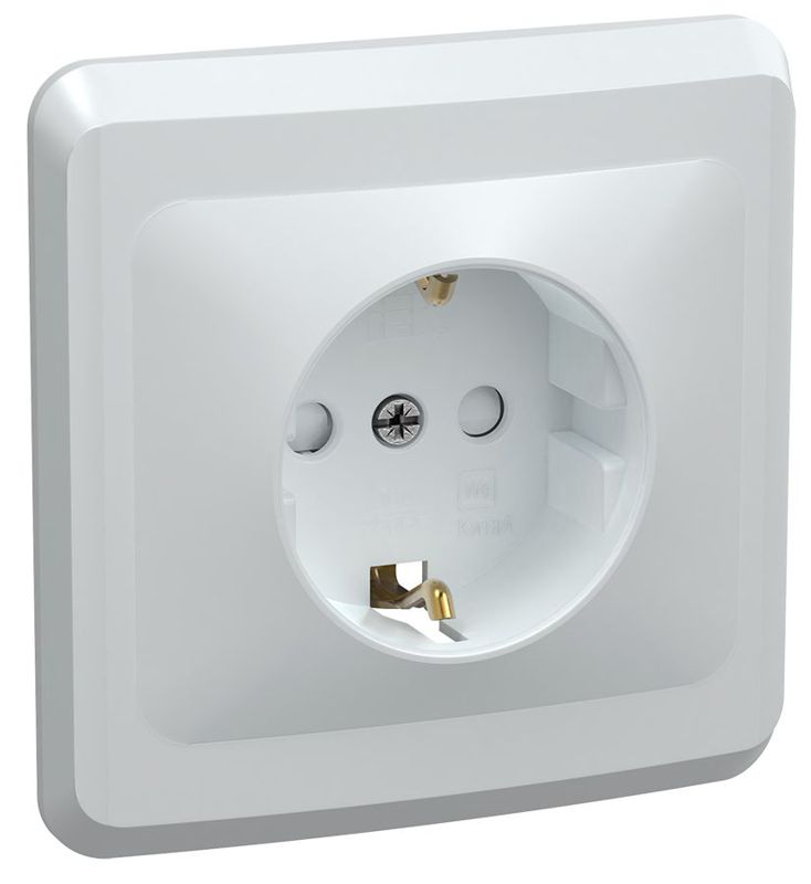 Розетка 1-м СП Вега РСш10-3-ВБ с заземл. контактом и защ. штор 16А бел. GENERICA ERV14-K01-16-DM