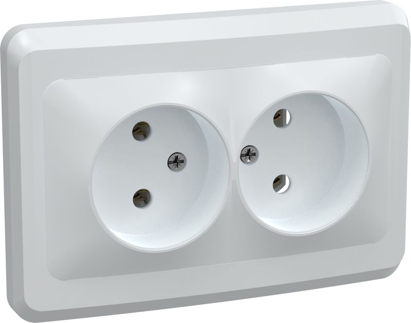 Розетка 2-м СП Вега РС12-2-ВБ без заземл. контакта без защ. штор 10А бел. GENERICA ERV20-K01-10-DM
