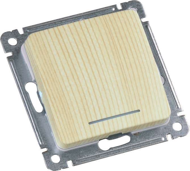 Выключатель 1-кл. СП 10А 250В с индикацией механизм сосна HEGEL ВС10-412-02