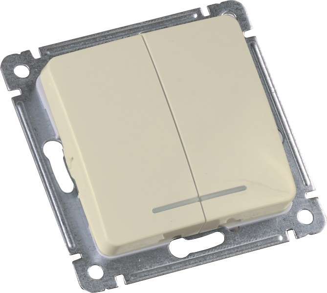 Выключатель 2-кл. СП 10А 250В с индикацией механизм сл. кость HEGEL ВС10-452-01