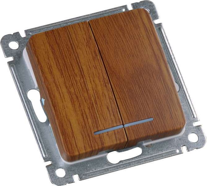 Выключатель 2-кл. СП 10А 250В с индикацией механизм дуб HEGEL ВС10-452-05