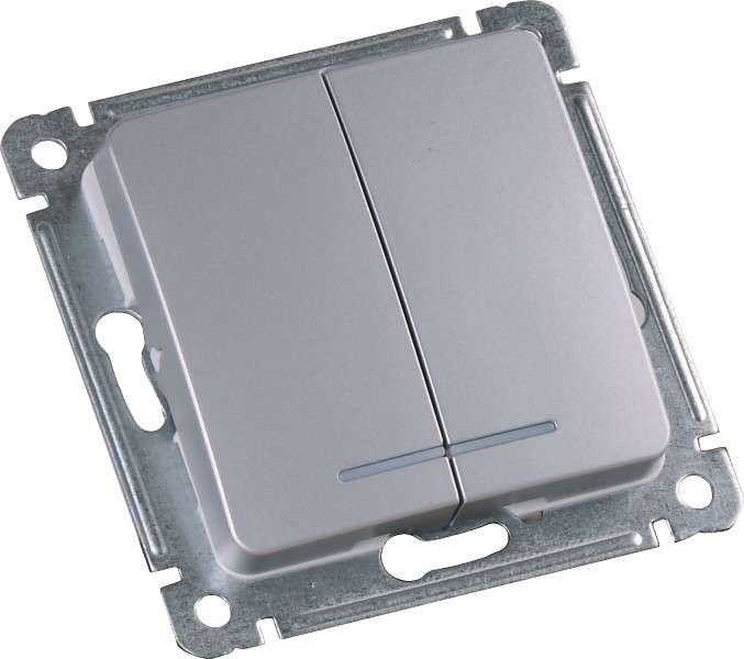 Выключатель 2-кл. СП 10А 250В с индикацией механизм серебр. HEGEL ВС10-452-06