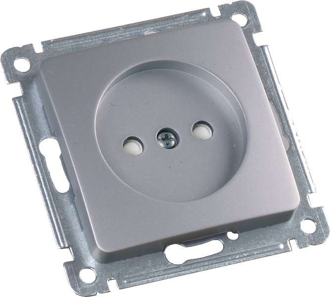 Розетка 1-м СП защ. шторки механизм серебр. HEGEL РС16-402-06