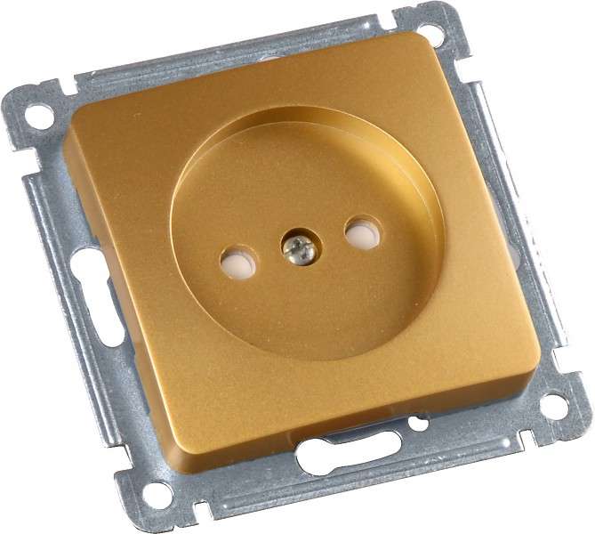 Розетка 1-м СП защ. шторки механизм зол. HEGEL РС16-402-07