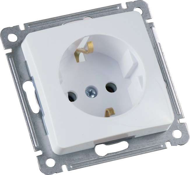 Розетка 1-м СП с заземл. механизм бел. HEGEL РС16-411