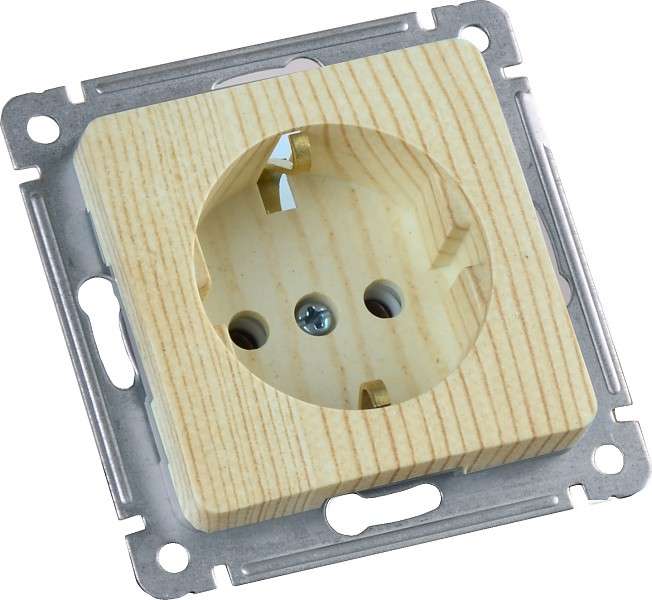 Розетка 1-м СП с заземл. механизм сосна HEGEL РС16-411-02