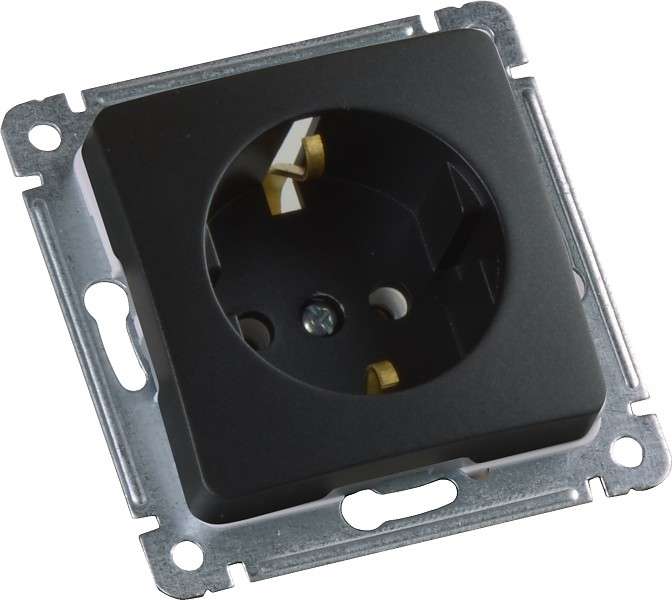 Розетка 1-м СП с заземл. механизм черн. HEGEL РС16-411-08