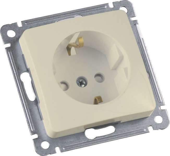 Розетка 1-м СП с заземл. защ. шторки механизм сл. кость HEGEL РС16-412-01