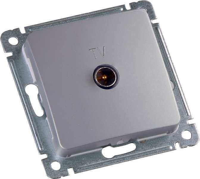 Розетка телевизионная оконечная TV СП механизм серебр. HEGEL РСТВ-401-06