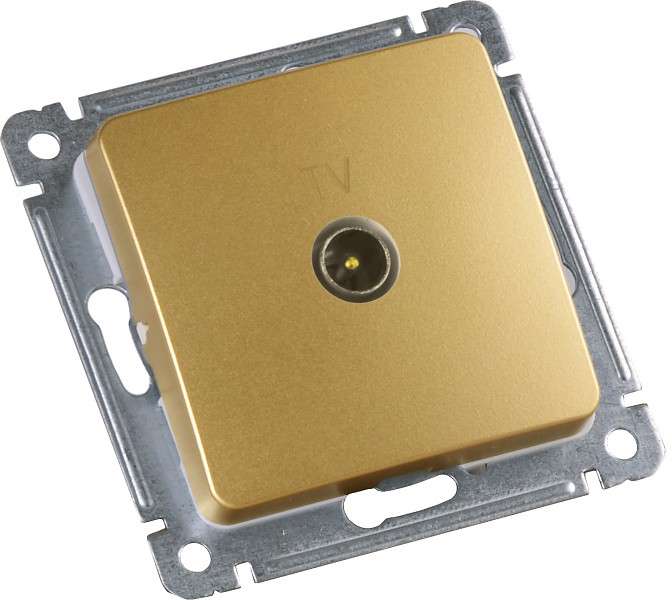 Розетка телевизионная оконечная TV СП механизм зол. HEGEL РСТВ-401-07