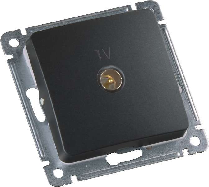 Розетка телевизионная оконечная TV СП механизм черн. HEGEL РСТВ-401-08
