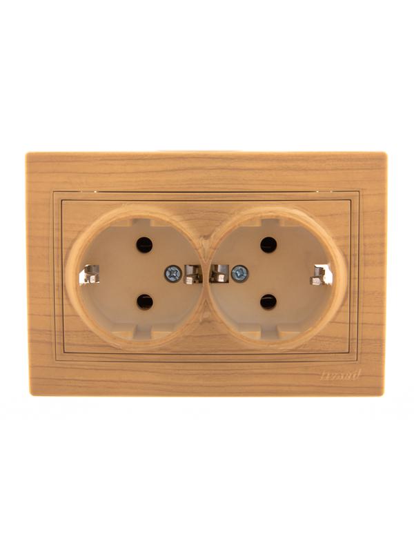 Розетка 2-м Mira с заземл. керамика ясень LEZARD 701-4747-127