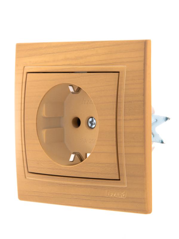 Розетка 1-м Mira с заземл. керамика ясень LEZARD 701-4747-122