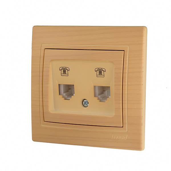 Розетка телефонная 2-м Mira RJ11 ясень LEZARD 701-4747-138