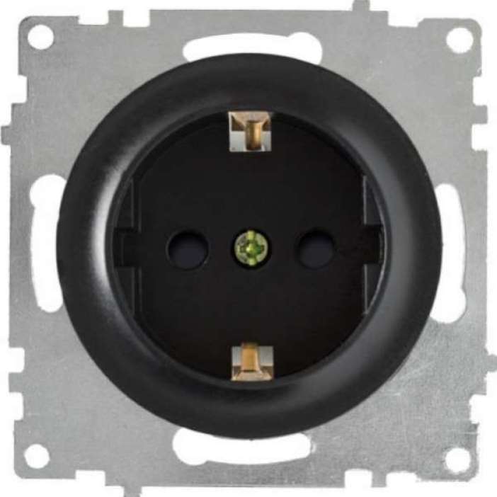 Розетка 1-м СП Florence 16А IP20 с заземл. защ. шторки винтов. контакты механизм черн. (1E10101303) OneKeyElectro 2172810