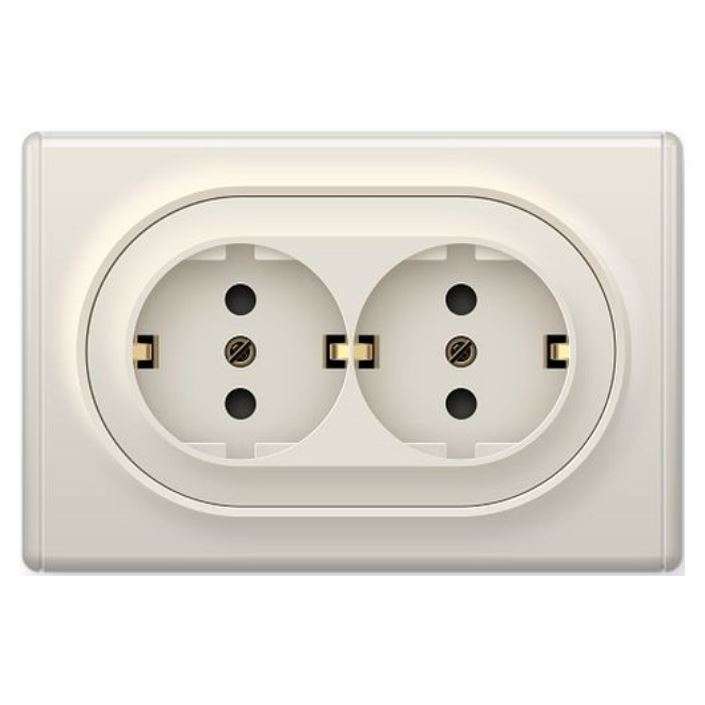 Розетка 2-м СП Florence 16А IP20 с заземл. винт. контакты беж. 1E10401301 OneKeyElectro 2172790