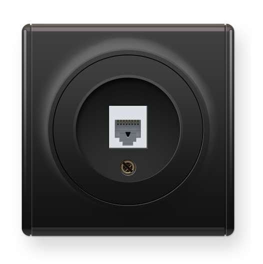 Розетка компьютерная 1-м СП Florence RJ45 кат.5E механизм черн. (1E20701303) OneKeyElectro 2172816