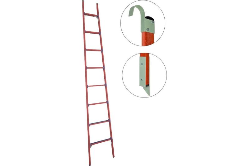 Лестница приставная диэлектрическая ЛСПД-3.0 Евро Мг К наконечники для мягк. грунта крюки стеклопластик. Антиток Д471554