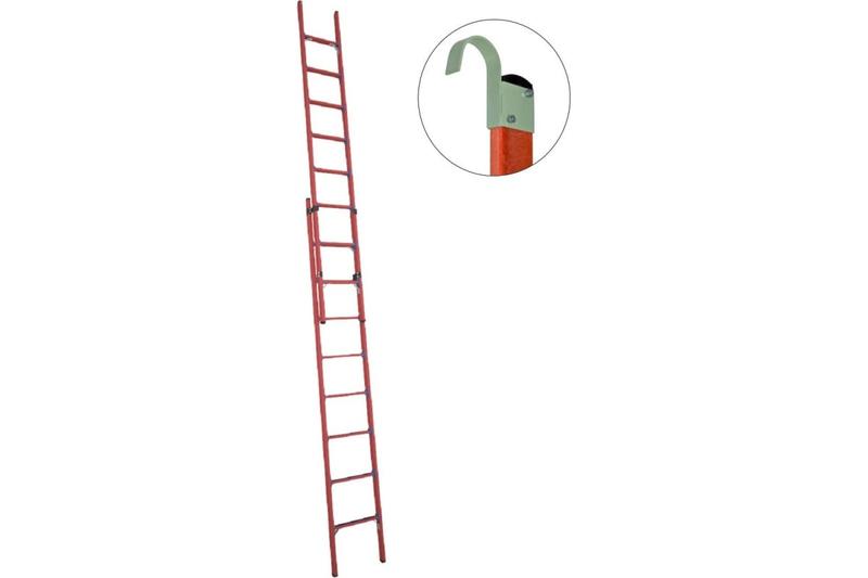 Лестница приставная диэлектрическая ЛСПРД-5.0 Евро К крюки раздвижная стеклопластик. Антиток Д471575