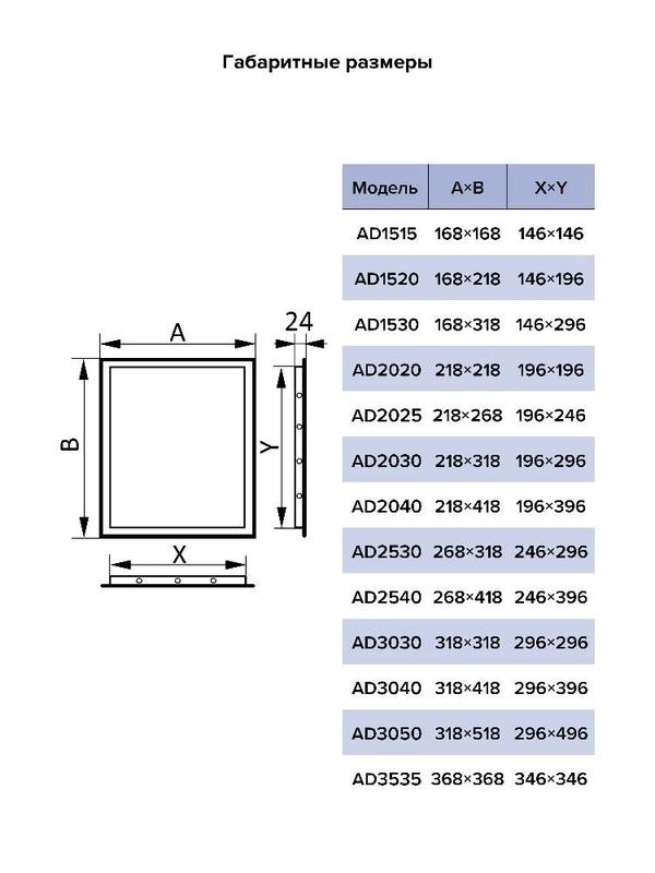 Люк-дверца ревизионный нажимной 318х418мм фланец 296х396мм AURAMAX AD3040