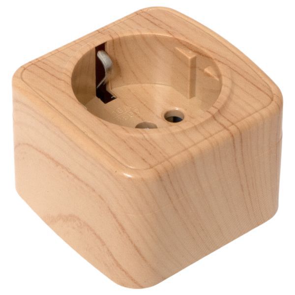 Розетка 1-м ОП Минск 16А IP20 с заземл. свет. дерево EKF EGR16-028-30