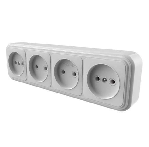 Розетка 4-м ОП Викинг без заземл. бел. БЕЛТИЗ RA16-464-Б