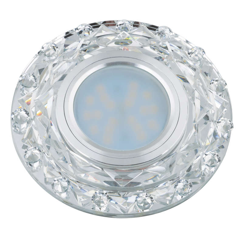 Светильник декоративный Luciole DLS-L130 GU5.3 CHROME/CLEAR GU5.3 встраив. доп. светодиод. подсветка 3Вт без лампы основание метал. хром отделка стекло бел. Fametto UL-00002711