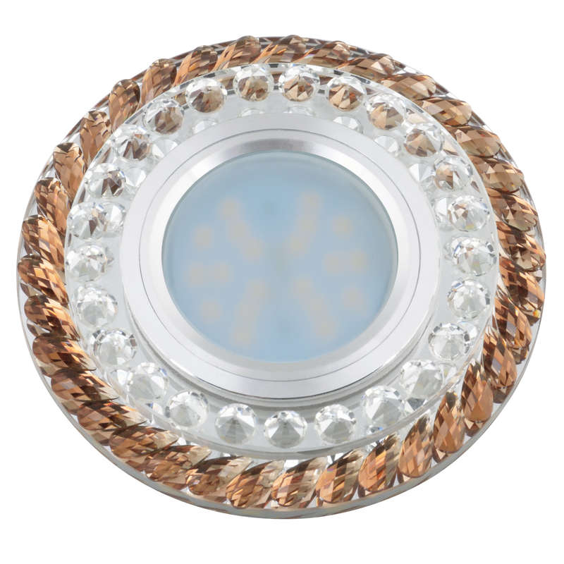 Светильник декоративный Luciole DLS-L132 GU5.3 CHROME/BROWN GU5.3 встраив. доп. светодиод. подсветка 3Вт без лампы основание метал. хром отделка стекло корич. Fametto UL-00002717