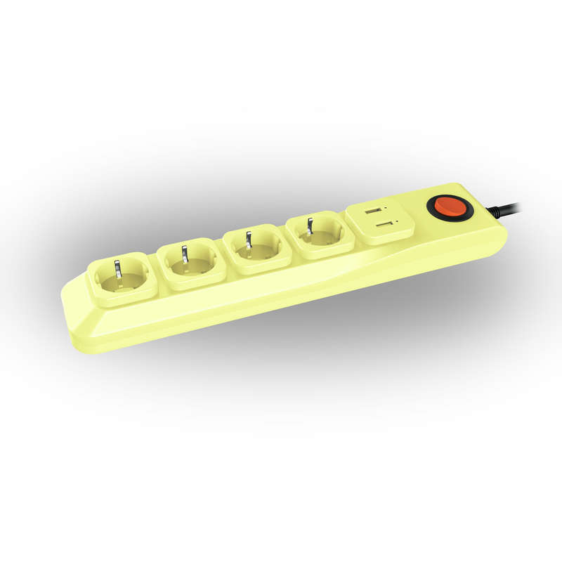 Удлинитель с сетевым фильтром 4х3м с заземл. 10А Lux SGSL5-3U IVORY 1хUSB 1А ПВС 3х0.75 защита от перенапряж. короткого замыкания Uniel UL-00001760