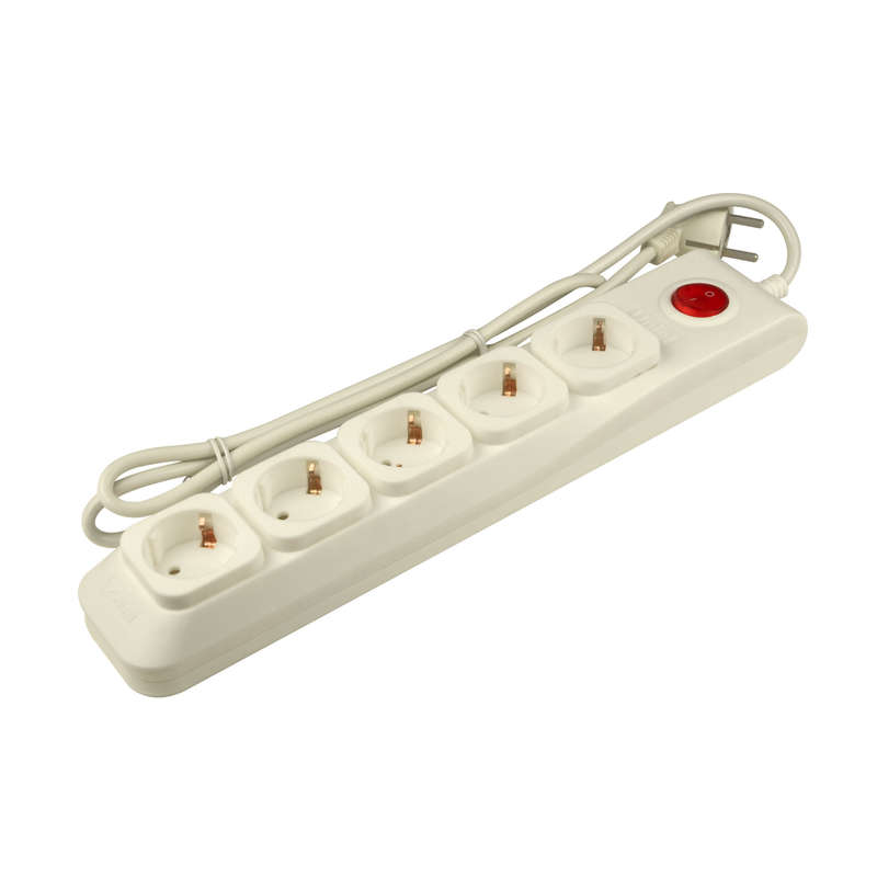 Удлинитель с сетевым фильтром 5х5м с заземл. 10А Lux SGSL5-5 IVORY ПВС 3х0.75 защита от перенапряж. короткого замыкания Uniel UL-00001757